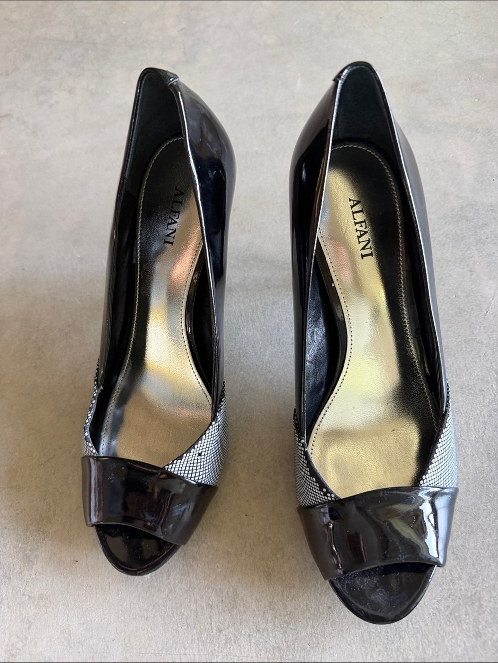 Alfani shoes Heels size 7 herringbone Open toe - Picture 10 of 12